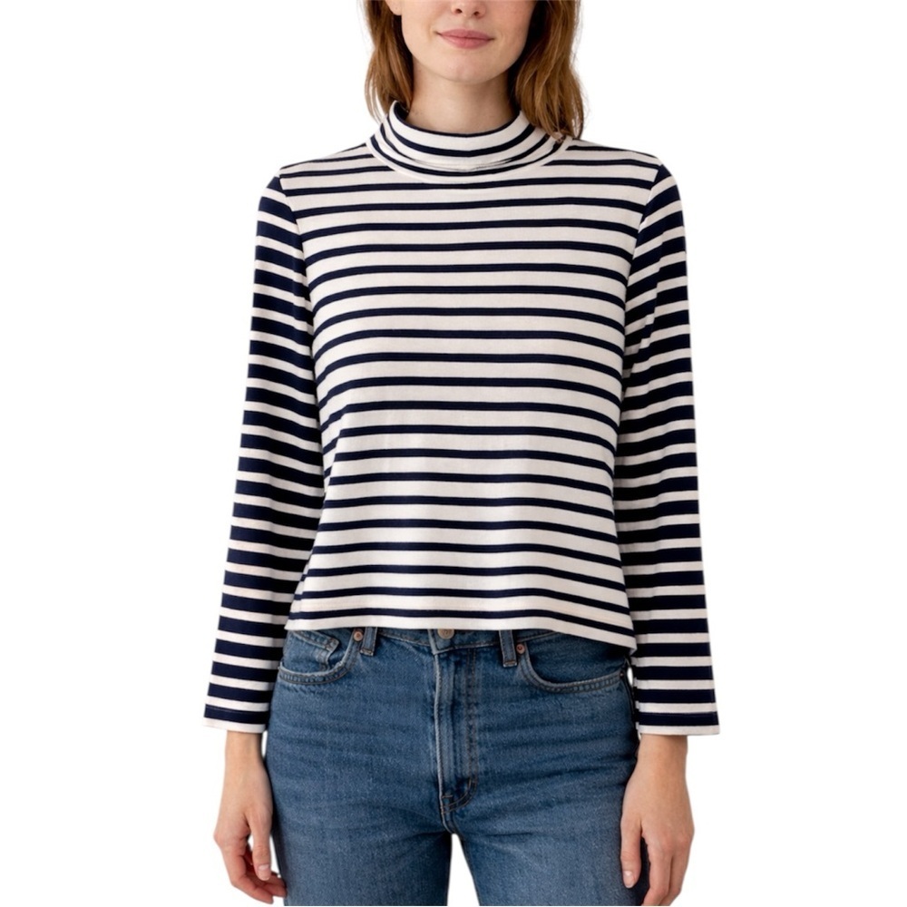 Madewell Striped Mock Neck Top – Size Small